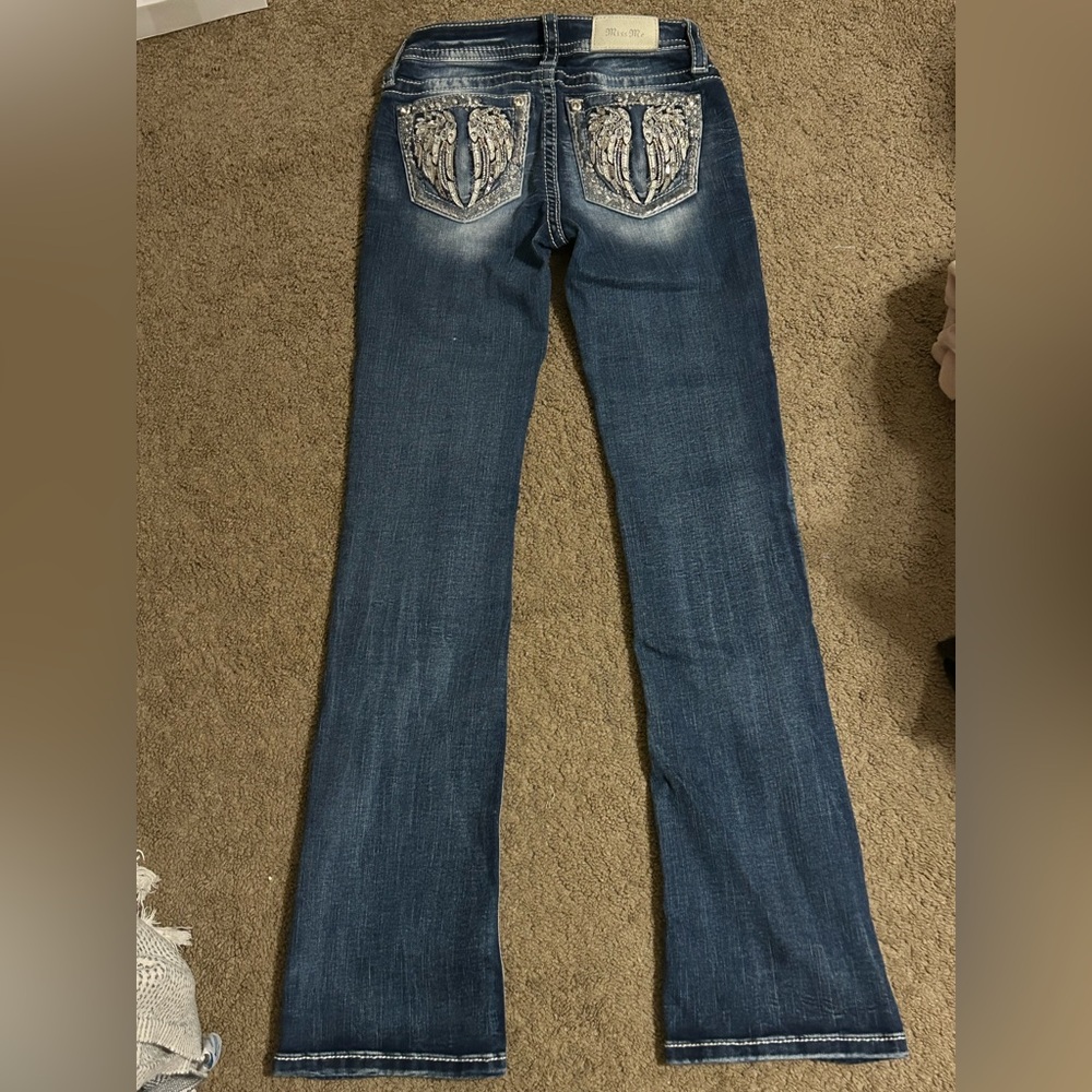 Miss Me low rise bootcut jeans with designed pockets